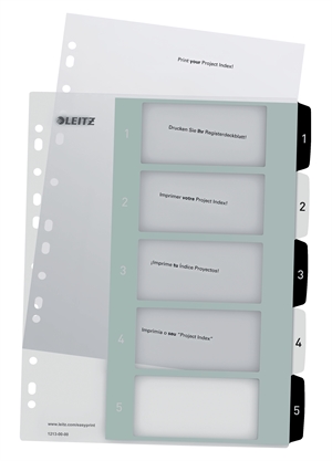 Leitz Printable PP Register A4+ 1-5 white/black