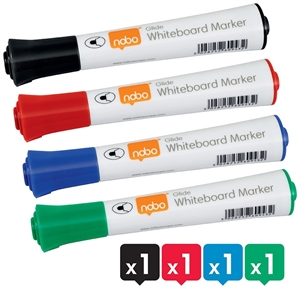 Nobo WB Marker Glide round 3mm assorted (4)