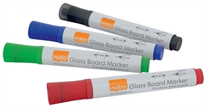 Nobo WB Marker for glassboard round 3mm assorted (4)