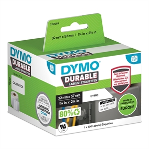 Dymo LabelWriter Durable medium multi-purpose label 57 mm x 32 mm piece.
