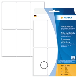 HERMA label manual 40 x 75 white mm, 192 pcs.