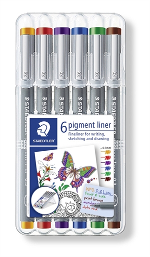 Staedtler Fineliner pigment liner 0.3mm assortment (6)