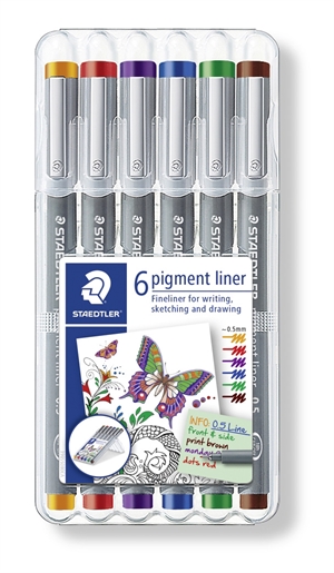 Staedtler Fineliner pigment liner 0.5mm assorted (6)
