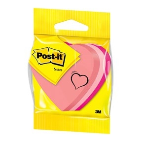 3M Post-it Notes 70 x 70 mm, \'\'heart\'\' neon