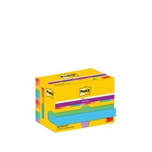 Please translate to english:

3M Post-it notes super sticky Playful 47.6 x 47.6 mm, - 90 sheets - 12 pack