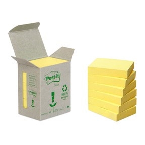 3M Post-it Notes 38 x 51 mm, recycled yellow - 6 pack