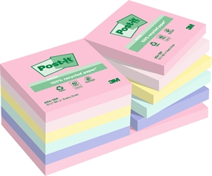 3M Post-it Recycled mixed colors 76 x 76 mm, 100 sheets - 12 pack