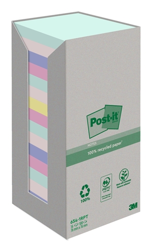 3M Post-it Recycled mix colors 76 x 76 mm, 100 sheets - 16 pack