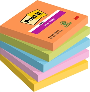 3M Post-it notes super sticky Boost 76 x 76 mm, - 90 sheets - 5 pack