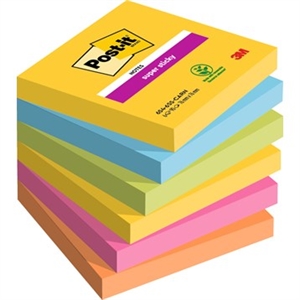 3M Post-it notes super sticky Carnival 76 x 76 mm, - 90 sheets - 6 pack