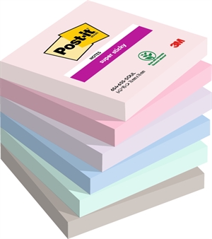 3M Post-it notes super sticky Soulful 76 x 76 mm, - 90 sheets - 6 pack
