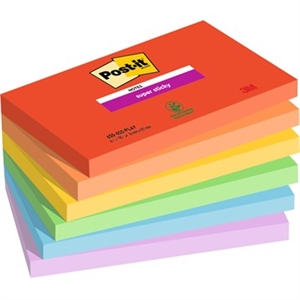 3M Post-it notes super sticky Playful 76 x 127 mm, - 90 sheets - 6 pack