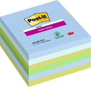 3M Post-it notes super sticky 101 x 101 lined Oasis - 6 pack.