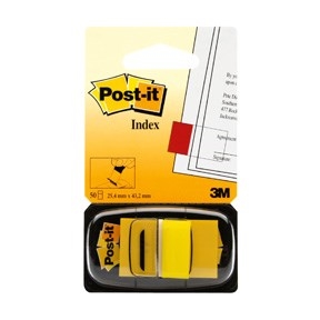 3M Post-it Index Tabs 25.4 x 43.2 mm, yellow.