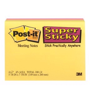 3M Post-it notes super sticky 149 x 200 Meeting assorted colors - 4 pack