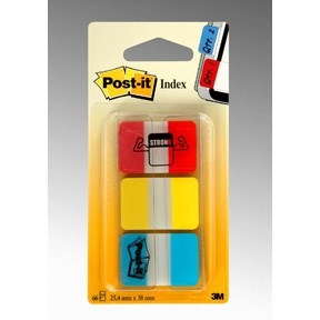 3M Post-it Index Tabs 25.4x38.1 Strong Assorted Colors - 3 pack