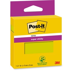 3M Post-it notes super sticky green 76 x 76 mm, - 90 sheets