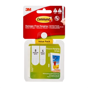 3M Command small and medium white strips for picture hanging