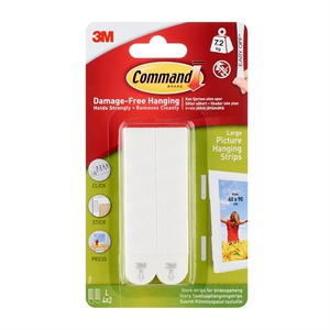 3M Command strips for picture hanging, white, 4 x 2 large strips, 7