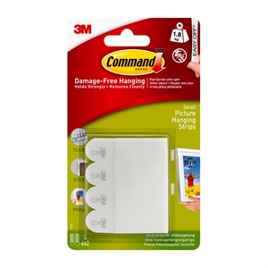 3M Command strips for picture hanging, white, 4 x 2 small strips, 1.8