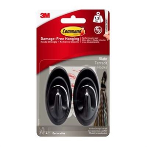 3M Command Oval Hook with Slate Finish 17086S