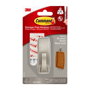 3M Command Modern Reflections medium-sized metal hook in brushed nickel