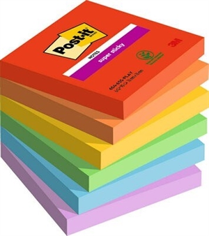 3M Post-it notes super sticky 76 x 76 mm, Playful - 6 pack