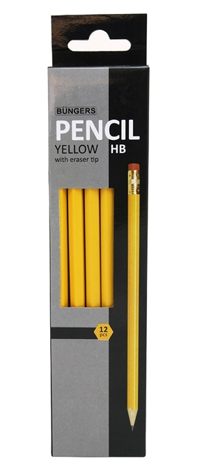 Büngers Pencil yellow with eraser top HB (12)