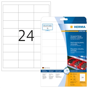HERMA removable water-resistant labels 66 x 33.8 mm, 480 pieces.