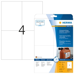 HERMA removable water-repellent labels 105 x 148 mm, 80 pcs.