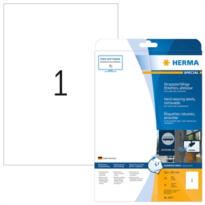HERMA removable water-resistant label 210 x 297 mm, 20 pcs.