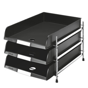 Esselte Letter Tray C4 in black metal stand (3)