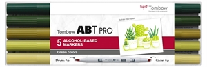 Tombow Marker alcohol ABT PRO Dual Brush 5P-5 Green colors (5)