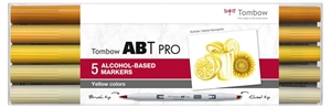 Tombow Marker alcohol ABT PRO Dual Brush 5P-5 Yellow colours (5)