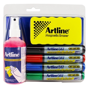Artline Whiteboard cleaning/writing set