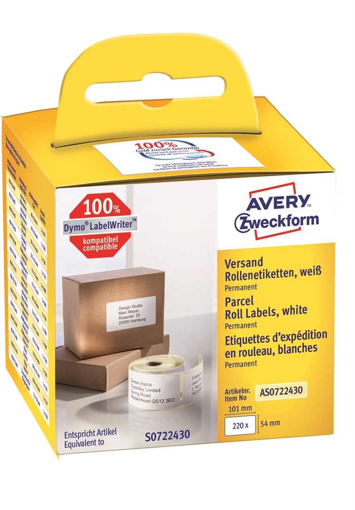 Avery shipping label on roll 101 x 54 mm, 220 pcs.