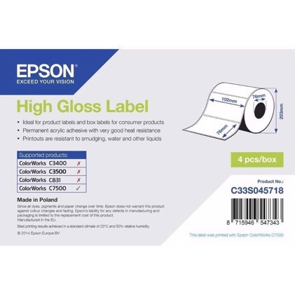 High Gloss Label - die-cut labels 102 mm x 76 mm (1570 labels)