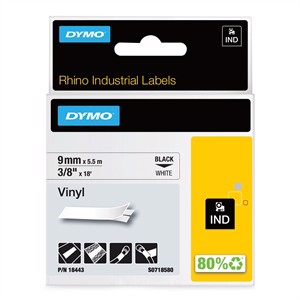 Tape Rhino 9mm x 5.5m vinyl black/white