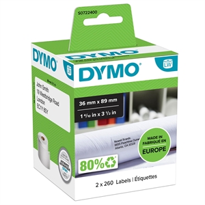 Dymo Label Addressing 36 x 89 permanent white (2 x 260 pcs).