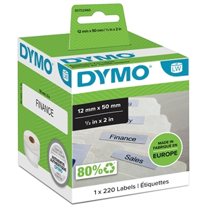 Dymo Label for hanging folders 12 x 50 permanent white mm, 220 pcs.
