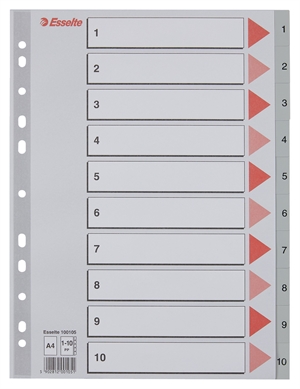 Esselte Register PP A4 1-10 gray