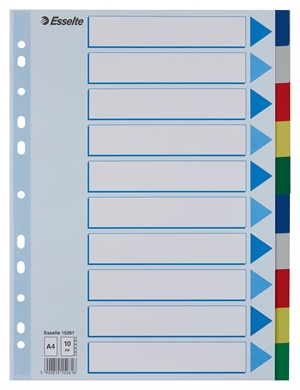 Esselte Dividers PP A4 10-part colored tabs