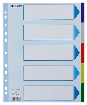 Esselte Tab Dividers PP A4 maxi 5-part colored tabs