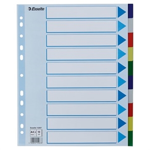 Esselte Tab Dividers PP A4 maxi 10 separate colored tabs