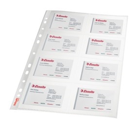 Esselte Business Card Pocket 105 micron PP Clear 8 compartments A4 (10)