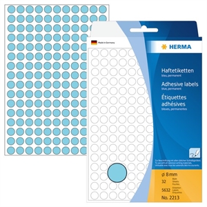 HERMA label manual, Ø8 blue mm, 5632 pcs.