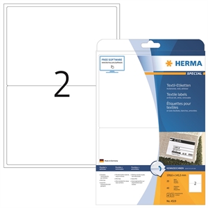 HERMA name/textile label removable 199.6 x 143.5 white mm, 40 pcs.
