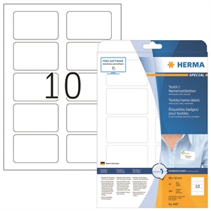 HERMA name/textile label removable 80 x 50 white mm, 100 pieces.