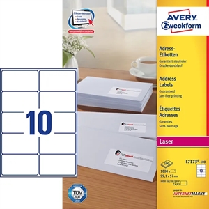 Avery L7173-100 Address Labels 99.1 x 57 mm QP+UG mm, 1000 pcs.