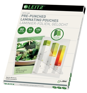 Leitz Laminating Pouch for hole 80micron A4 (100)